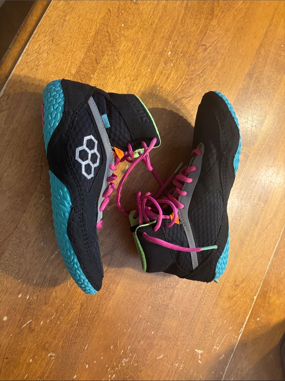 Rudis Alpha 2.0 Wrestling Shoes Womens 8.5 Mens 7 Pink Teal Selfish Black